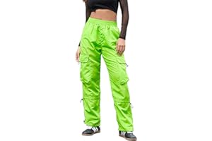 Perfashion Parachute Pants Woman Drawstring Baggy Cargo Pant Rave Concert Outfits Quick Dry Jogger Sweatpants