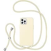 ZTOFERA Crossbody Case for iPhone 15 Pro with Lanyard Strap Adjustable Rope, Liquid Silicone Soft Cover for iPhone 15 Pro 6.1 inch-Beige