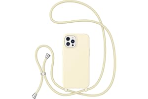 ZTOFERA Crossbody Case for iPhone 15 Pro with Lanyard Strap Adjustable Rope, Liquid Silicone Soft Cover for iPhone 15 Pro 6.1 inch-Beige