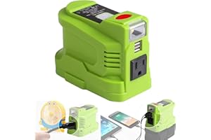 JJXNDO Portable Power Inverter for RYOBI 18V Battery, 150W Inverters Generator Power Source for Ryobi 18V Li-ion Battery w/ 2 USB&LED Light&AC Outlet, DC 18V to AC 110~120V Modified Sine Wave Power Inverter