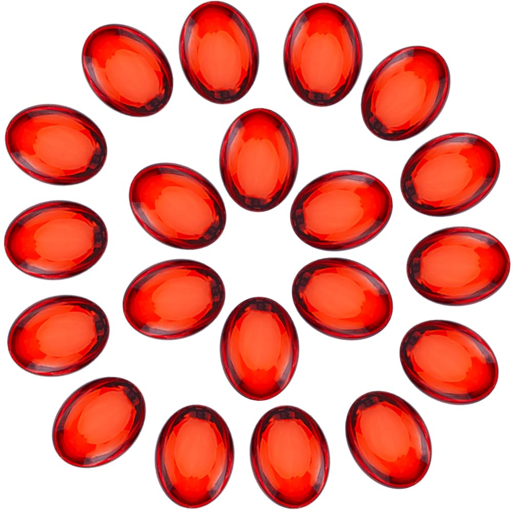 GORGECRAFT 20Pcs Oval Acrylic Rhinestones Cabochons Flat Back Gem Stones Red Gems Plastic Jewels Embellishments for Dress Accessories Jewelry Making Costume Decoration Cosplay Arts DIY Crafts 40x30mm