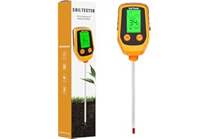 SOILPHU 4-in-1 Soil Moisture Meter ,Digital Plant Temperature/Soil Moisture/PH Meter/Sunlight Intensity/Environment Humidity Backlight LCD display Soil Test Meter for Gardening, Farming,and Outdoor Plants