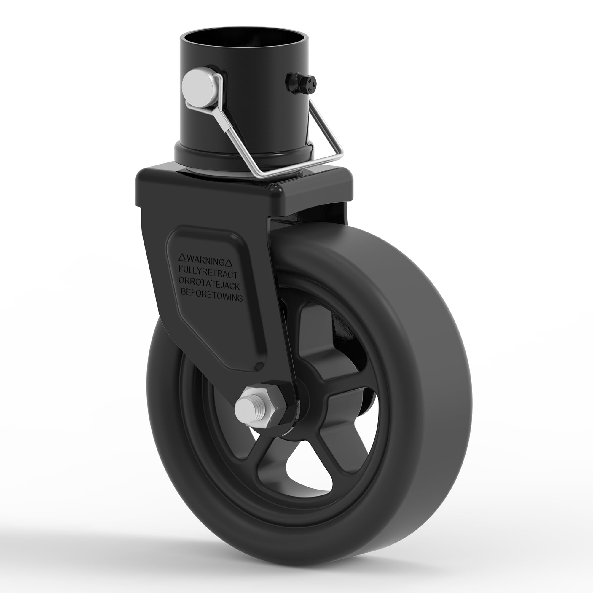 Photo 1 of TOWKING 1500lbs 6" Trailer Jack Swivel Caster Replacement with Upgraded Spoked Wheel and Pin, Black