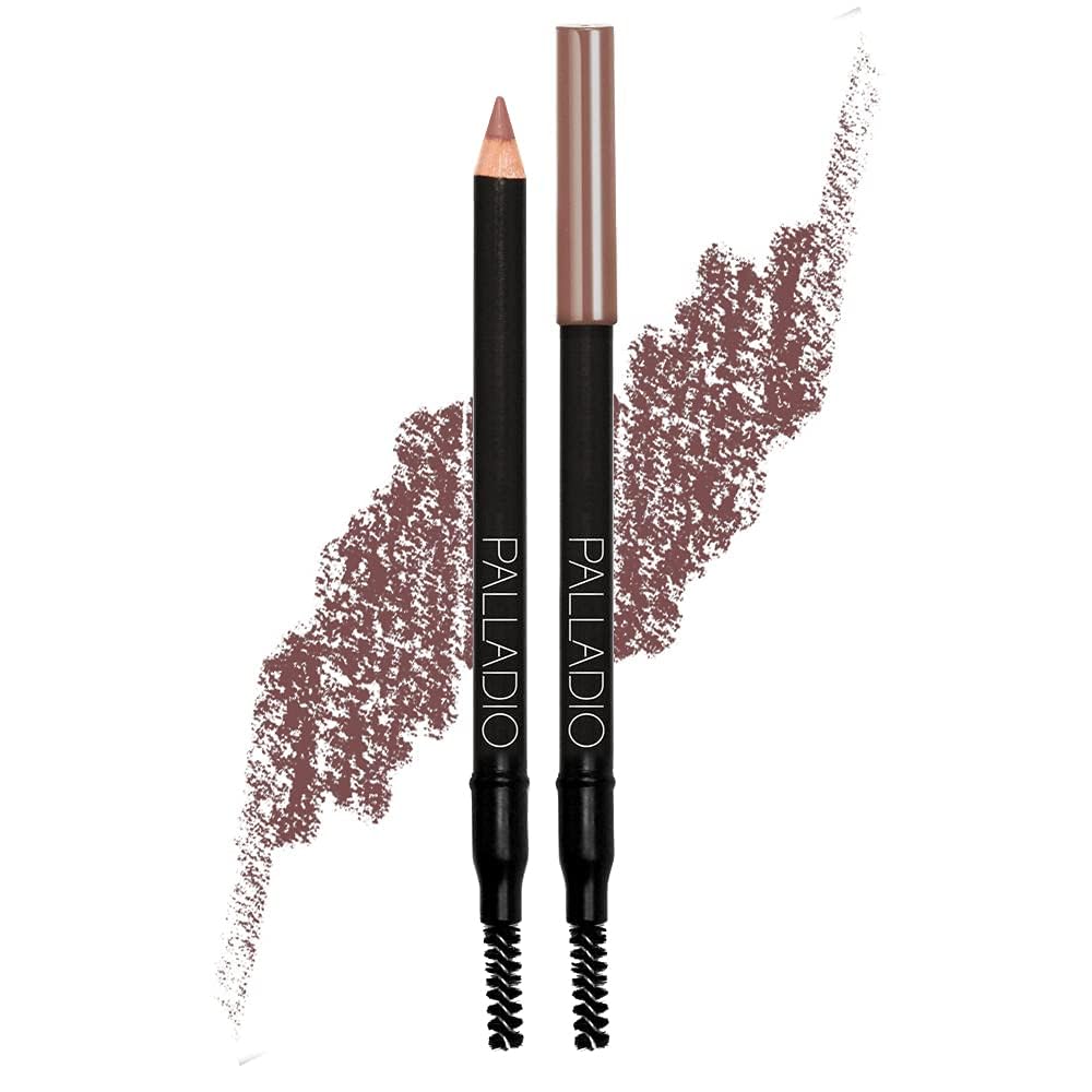 Palladio Brow Pencil, Creates Hair Like Lines, Fills Brows, Attached Brush Softens Pencil Strokes, Natural Appearance, Enhances Eyebrows, Long Lasting, Ultra Precise, Auburn