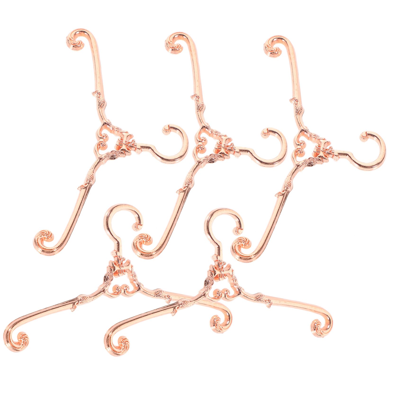 Toyvian 5Pcs coat hangers clothes hanger shoes rack for doll Delicate Small Hangers Doll House Miniature Mini For Clothes Mini House alloy clothing decorate