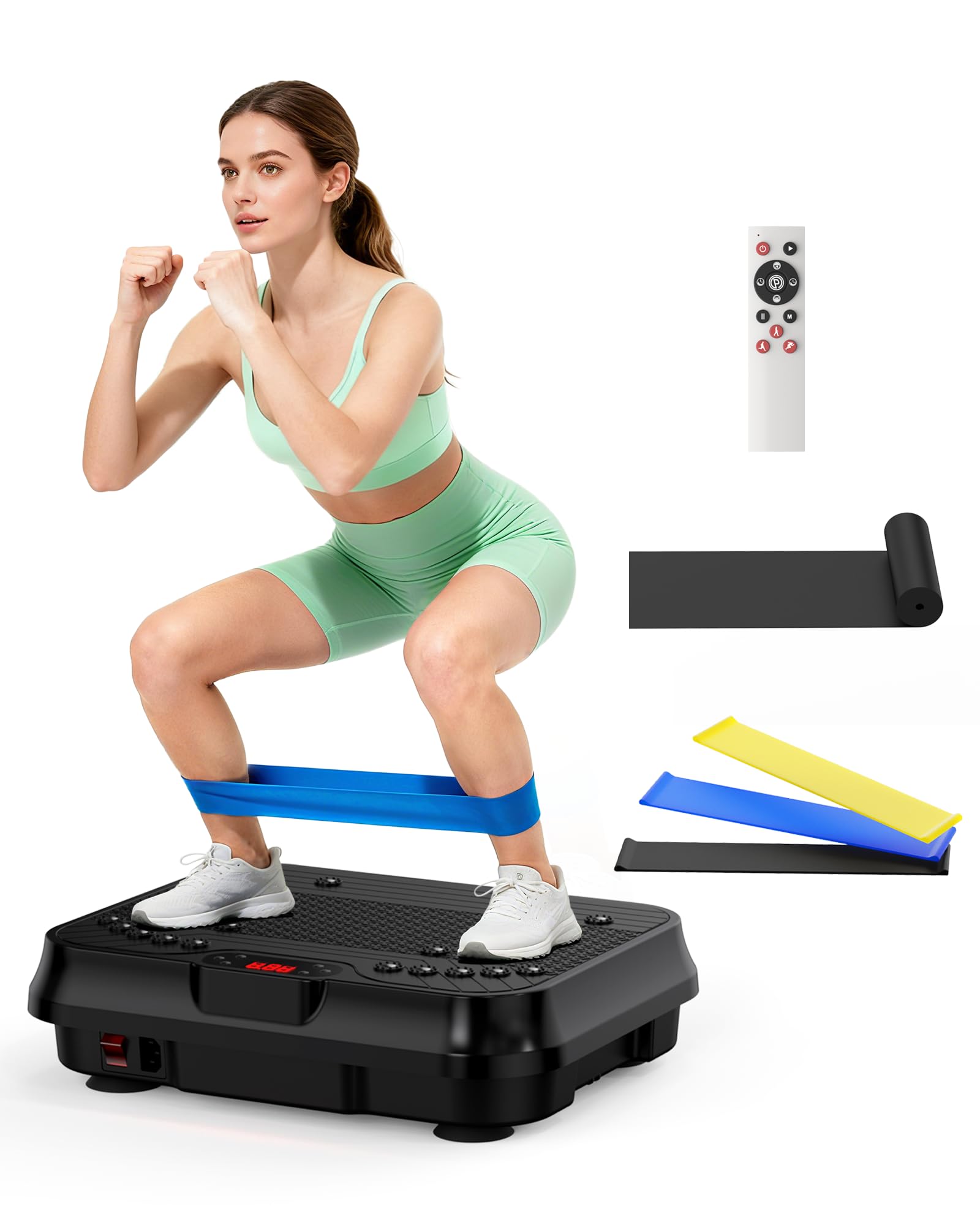 Photo 1 of Vibration Plate Exercise Machine for Lymphatic Drainage, 400 Lbs Capacity Whole Body Vibrating Plate Workout with Fitness Resistance Bands, Max Vibrating Frequency 250/Min for Weight Loss