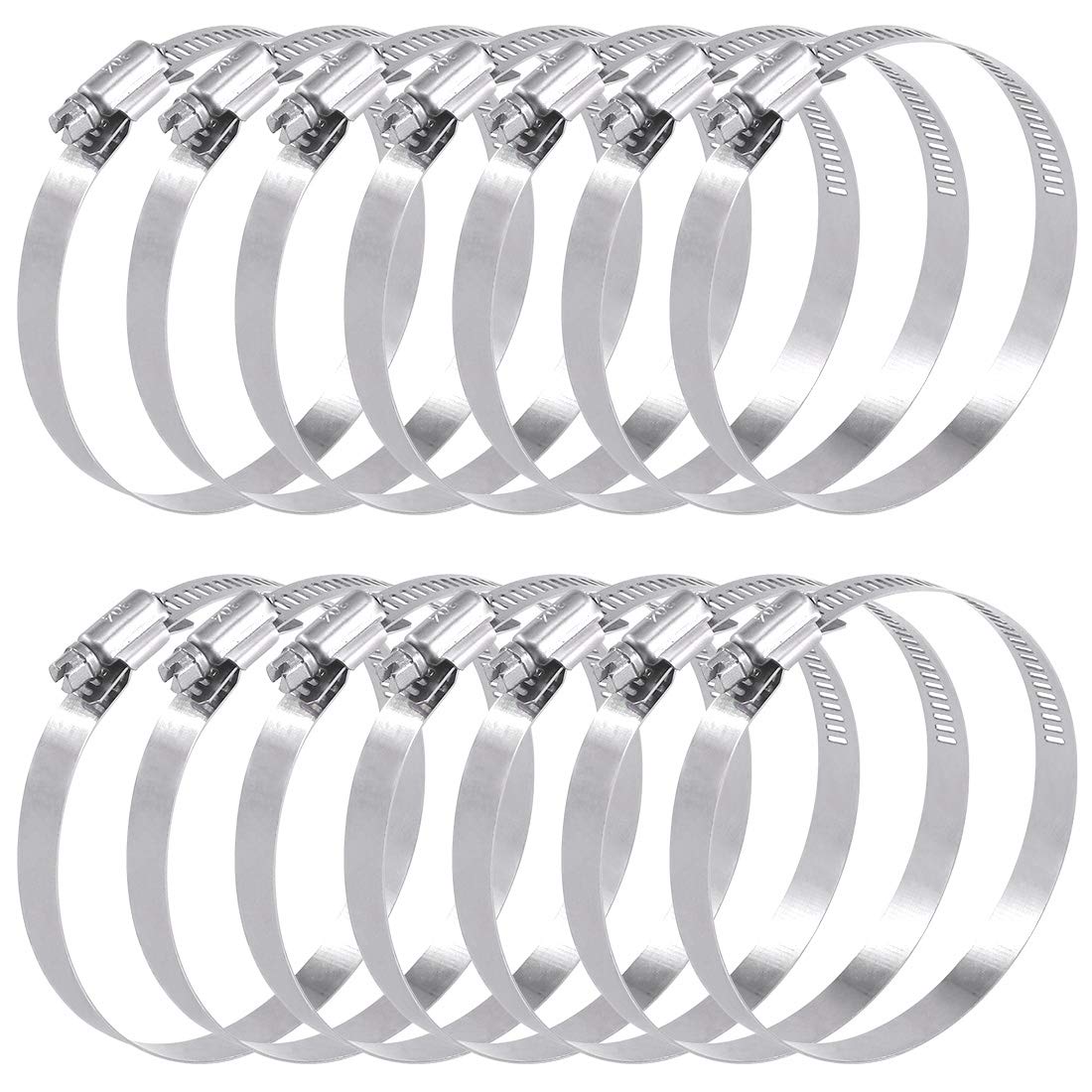Swpeet 15Pcs 2.8-3.7inch (72-95mm) Hose Clamp 304 Stainless Steel Adjustable Range Worm Gear Hose Clamp Fuel Line Clamp Perfect for Plumbing, Automotive and Mechanical Applications