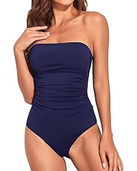 Holipick Women Navy Blue Bandeau One Piece