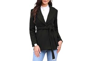 Allegra K Single Breasted Coat for Women's Shawl Collar A Line Outerwear Winter Jacket Pea Trench Coats with Belt