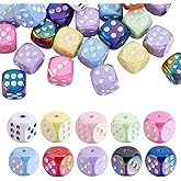 HOBBIESAY 40Pcs 14mm Acrylic Dice Beads Bulk 14mm Colorful Square Dice Spacer Beads Cube Craft Loose Bead for DIY Bracelets Keychain Jewelry Making Hole: 2.5mm