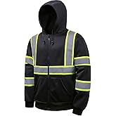 fortresswear High Visibility Hoodie for Men Class 3 Hi Vis Safety Hoodies Reflective Construction Sweatshirt with Pockets