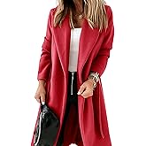 Womens Classic Coat Lapel Collar Open Front Belted Long Jacket