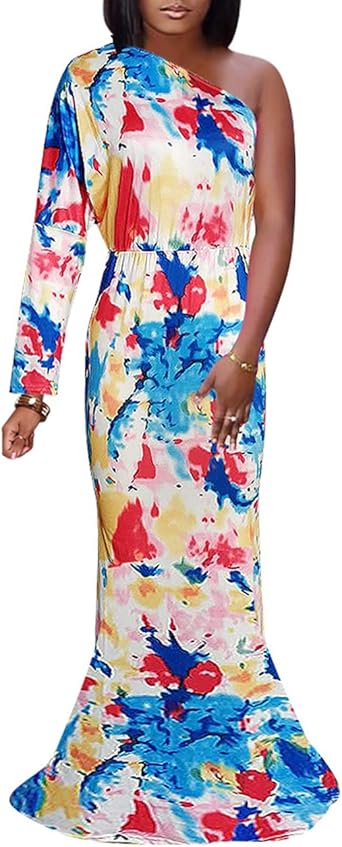 XUGWLKJ Women's One Shoulder Tie Dye 