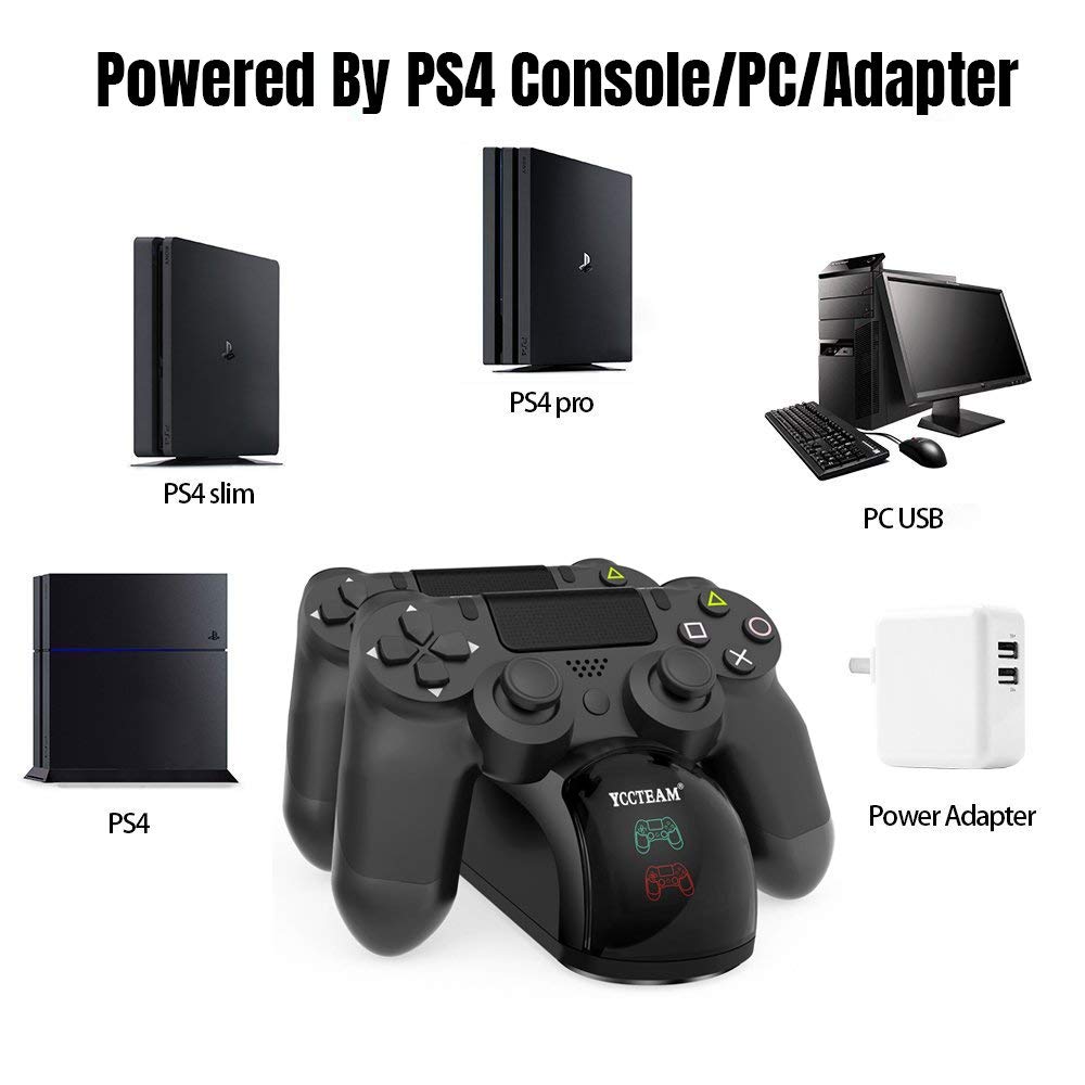 PS4 Controller Charger Charging Station, Dual USB Charger Charging Station Stand for Sony PlayStation 4 PS4 and PS4 Pro Controller