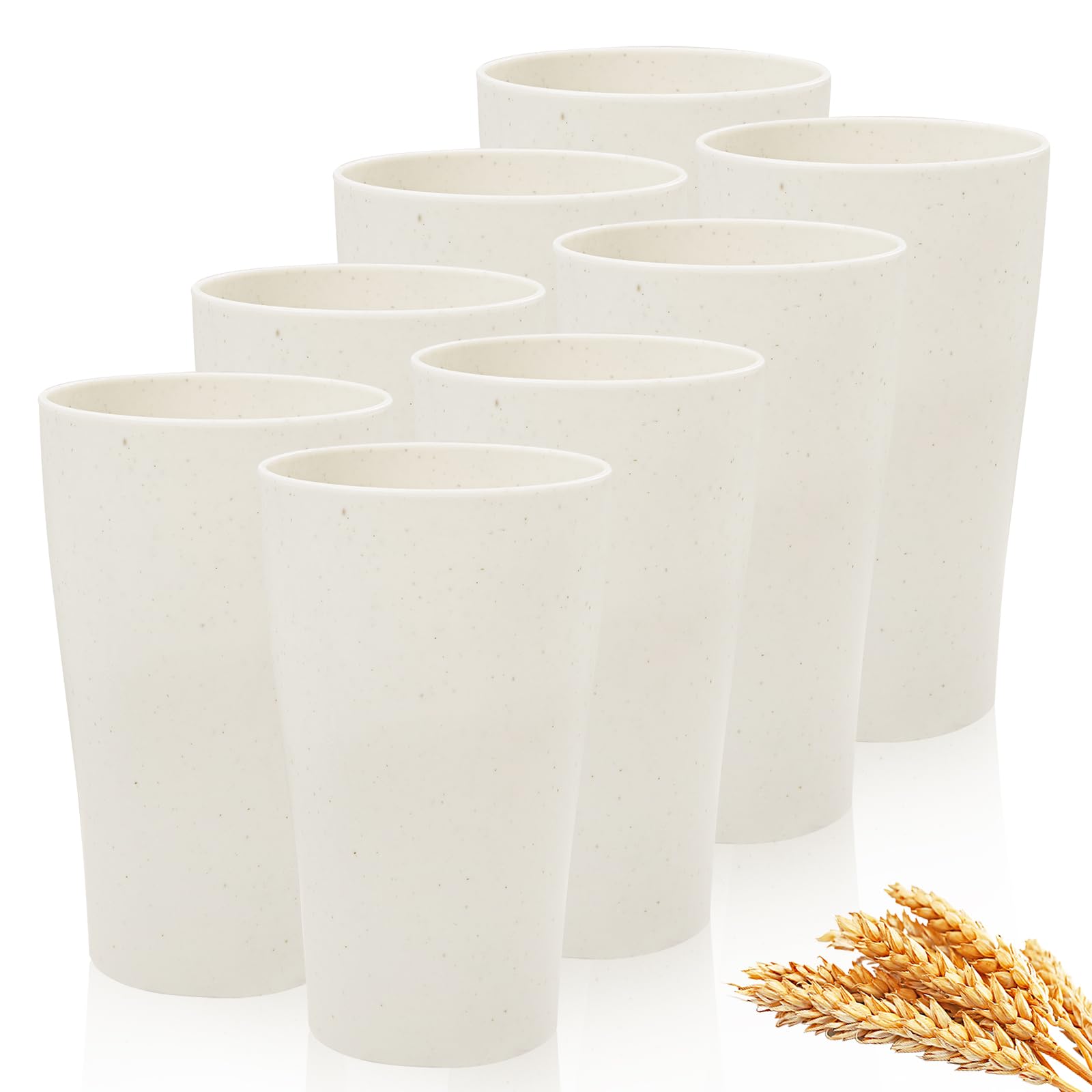 Photo 1 of ejonirinjonir EI 8pcs Wheat Straw Cups,Beige Unbreakable Plastic Reusable Cups,Plastic Tumbler Cups for Kitchen,Dishwasher Safe Water Glasses,Drinking Glasses for Water, Coffee, Juice, Tea