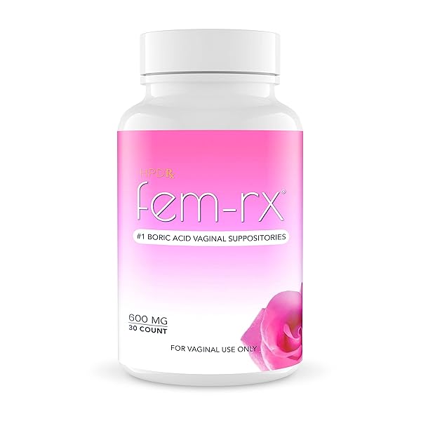 HPD RX FEM-RX BORIC ACID VAGINAL SUPPOSITORIES FOR WOMEN – HELP BALANCE VAGINAL PH, ELIMINATE VAGINAL ODOR – DR FORMULATED FEMININE HEALTH SUPPORT – 30 CAPSULES PACK OF 1