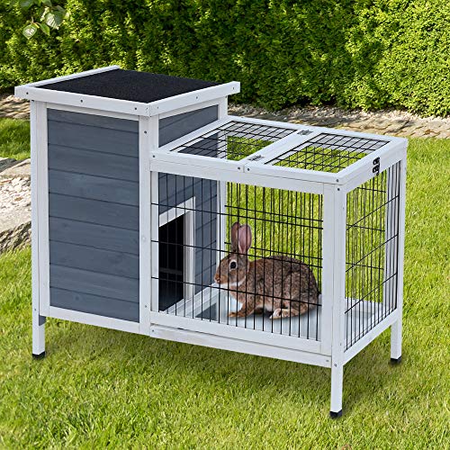 PawHut 36" Rabbit Hutch Bunny Cage Small Animal House with Weatherproof
