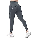 Prettyleaf Workout Cargo Leggings with Pockets for Women 25/27/29 Hidden Scrunch Seamless Butt Lifting Gym Yoga Pants