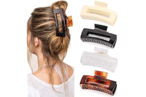 Canitor 4.1 Inche Large Hair Claw/Clips for Thick Hair, Acrylic, Banana Claw, Non-slip, Rectangular Jaw Big Gifts for Women, Girls - 4 PCS