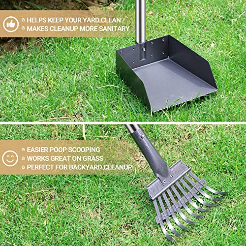 Heeyoo Dog Pooper Scooper, Dog Poop Tray and Rake Set, Pet Waste