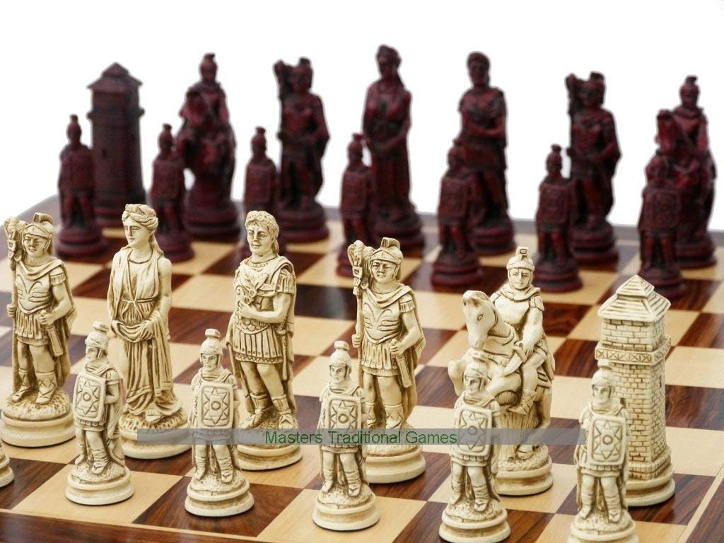 Berkeley Chess Ancient Rome Ornamental Chess Set (Cream and red, Board not Included)