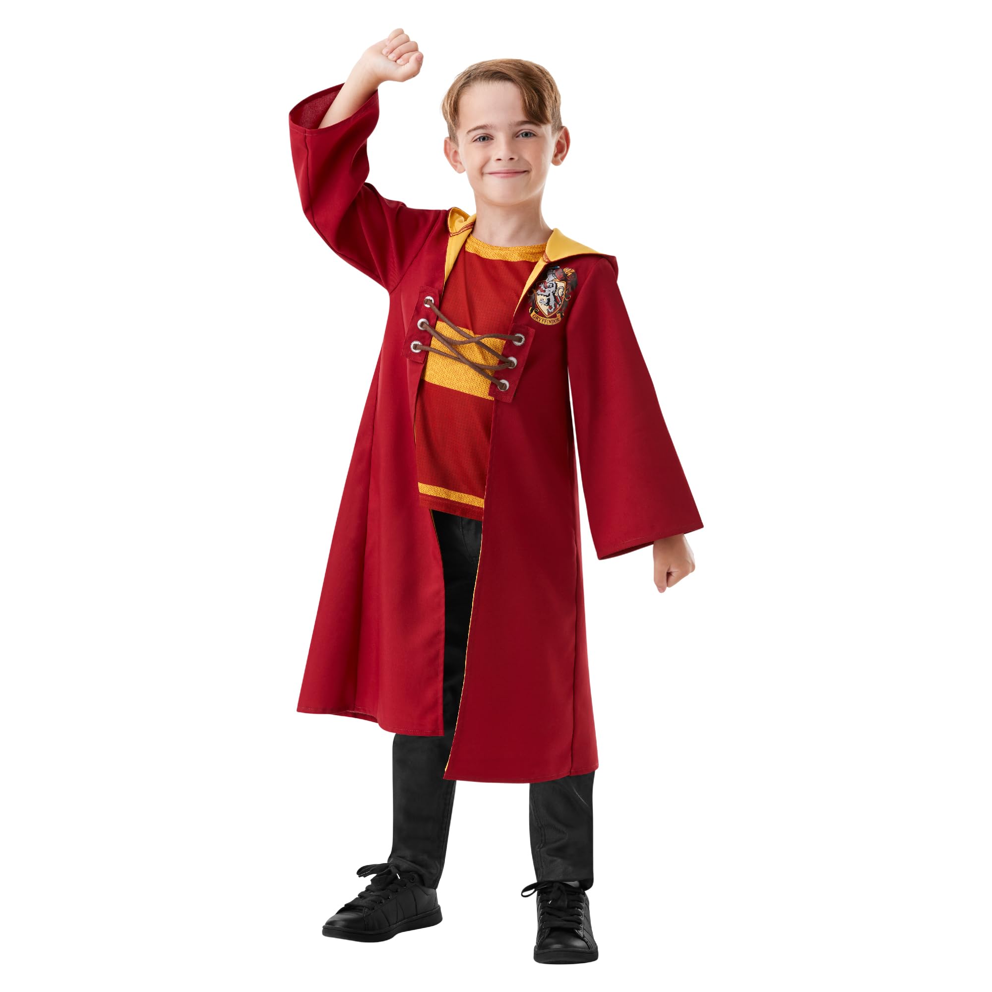 Rubies Official Harry Potter Quidditch Robe Costume for Kids – Hooded Robe with Faux Jumper for Wizard Play, Size 7-8 Years Halloween