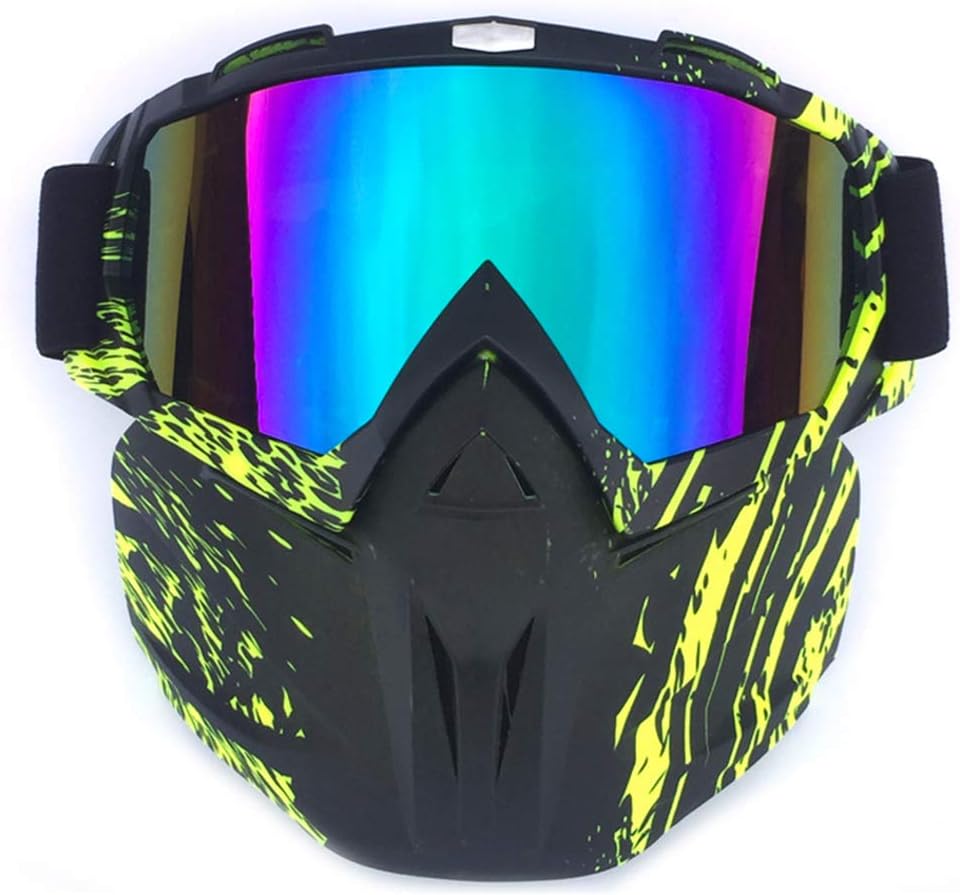 Yopria Motorcycle Goggles With Detachable Face Mask Helmet Fog-proof Windproof UV Protection Bike ATV MX Glasses for Desert Offroad Riding Racing Fits Men Women