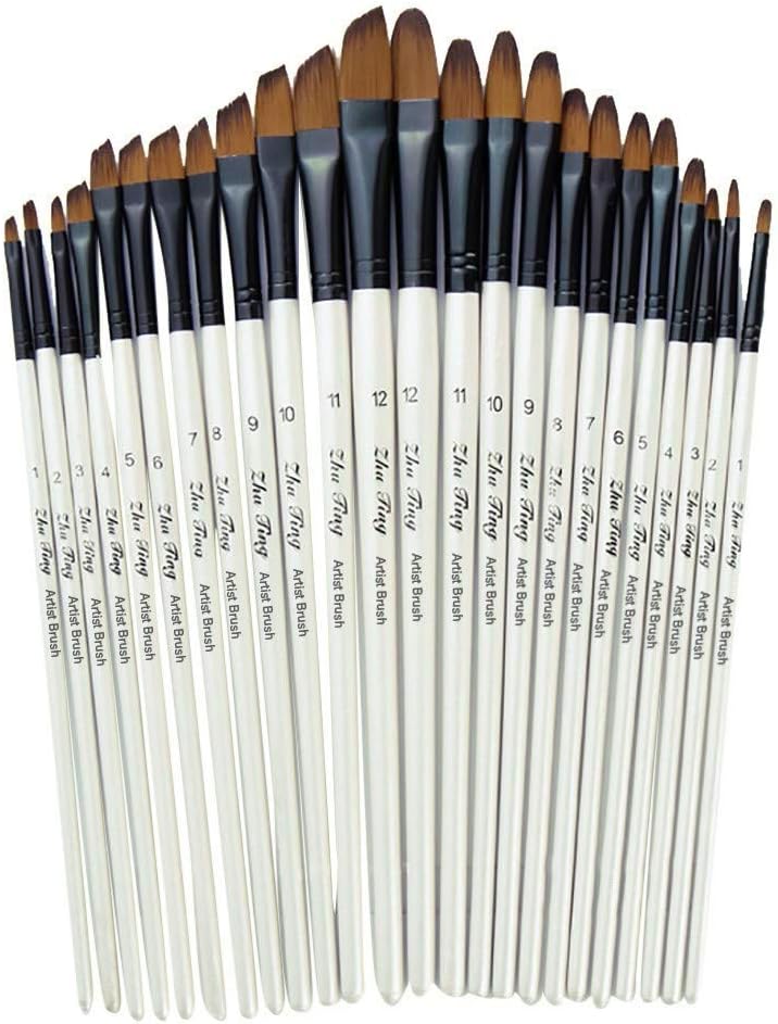 Gergeos Paint Brush Set for Oil Acrylics Watercolor and Gouache Color Painting, 12 Pcs