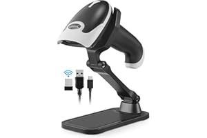 Bluetooth Barcode Scanner with Stand, JRHC 1D 2D pdf417 QR Code Scanner 3 in 1 Bluetooth & 2.4G Wireless & USB Wired Connection Plug and Play Bar Code Scanners Handheld Barcode Reader