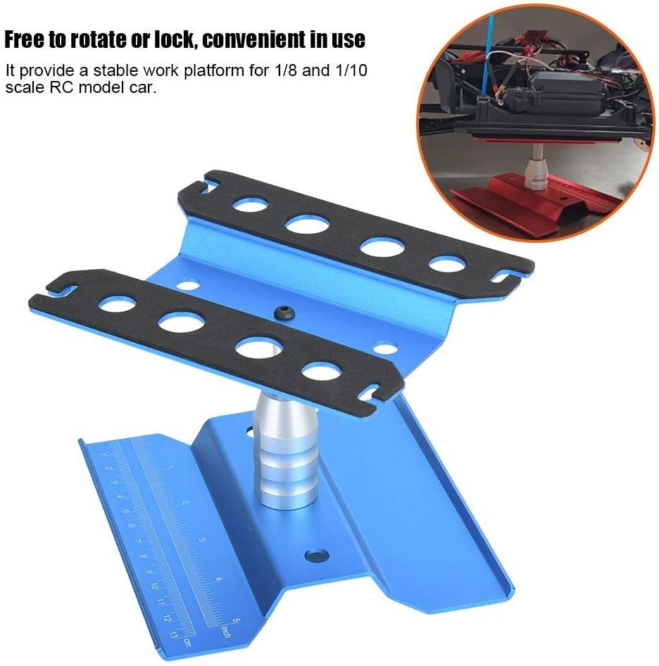 Drfeify RC Car Repair Station, RC Rotation Repair Station Assembly Platform Work Stand for 1/8 1/10 RC Model Car( Blue) - Image 5