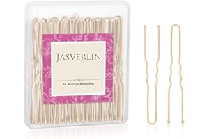 JASVERLIN U Shaped Hair Bobby Pins Blonde for Buns Maker Hairpins Updos Long Large Curly Waved Hairstyling Clips for Women Gi