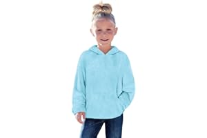 Haloumoning Toddler Girls Fuzzy Fleece Hoodies Baby Kids Warm Pullover Hooded Sweatshirt with Pockets