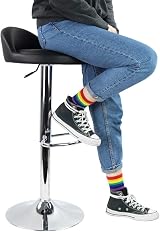 KKTONER PU Leather Round Bar Stool with Back Rest Height Adjustable Swivel Black view 7