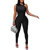 Memoriesea Women's Sexy Jumpsuits One Shoulder Bodycon Rompers One Piece Outfits