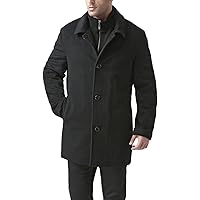 BGSD Men's Tyson Wool Blend Leather Trimmed Toggle Coat Black