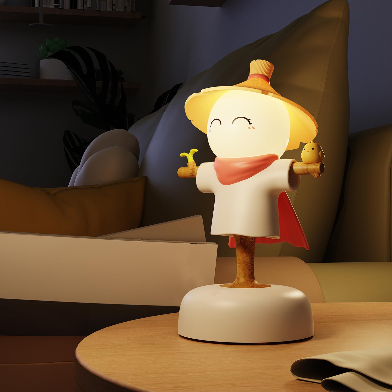 ICARERSPACE LED Scarecrow Night Light, 3 Level Dimmable Nursery Nightlight,Cute Scarecrow Lamps Silicon,Rechargeable Bedside Touch Lamp for Breastfeeding Toddler Baby Kids Decor