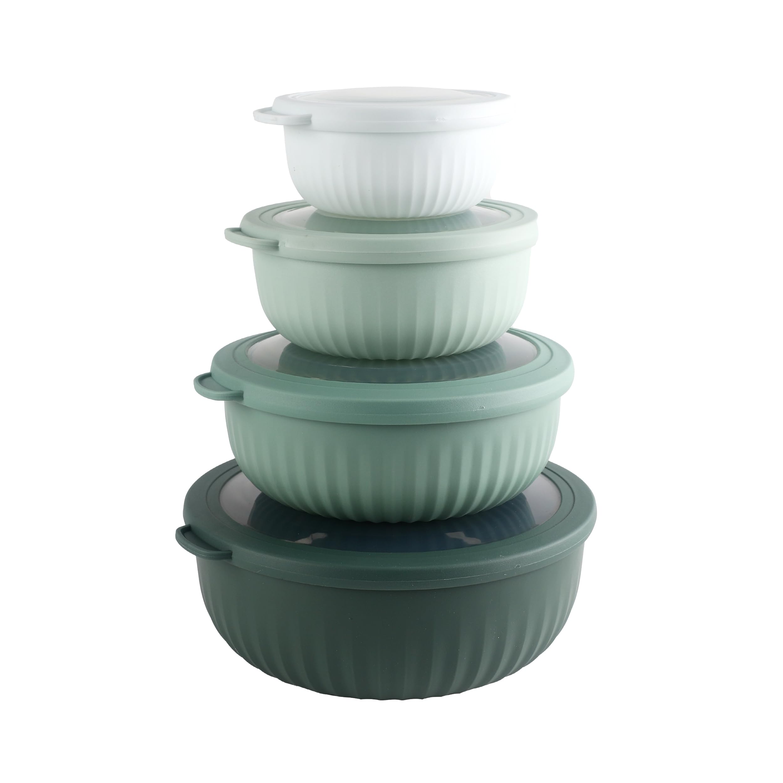 Photo 1 of COOK WITH COLOR Prep Bowls with Lids- Wide and Deep Nesting Plastic Small Mixing Bowl Set with Lids, 8 Piece Set - Wide Bowls, Sage