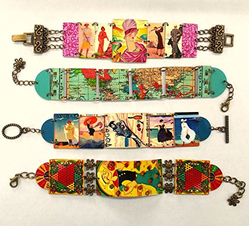 Popeye Bracelet, Vintage Tin Art, Unique One of a Kind, Pinball Art, Parcheesi Board, Vintage Art, Designed and Handmade by Artist, Free Shipping