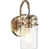 Kichler Brinley 11.5" Wall Sconce in Champagne Bronze, 1-Light, Vintage Wall Mount Light with Clear Glass, (11.5" H x 5" W), 