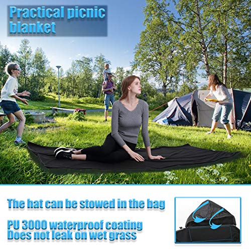 Innocedear Hooded Outdoor Blanket Waterproof Windproof,Portable Wearable Fleece Stadium Blanket&Poncho Blanket For Camping,Travel,Picnic,Sports,Football, Baseball,Bleacher Seat,Car,Beach,Weatherproof