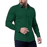 ZAFUL Mens Dress Shirts Slim Fit Button Down Long Sleeve Stretch Collared Shirt Cotton Wrinkle Free Button Up Mens Tops