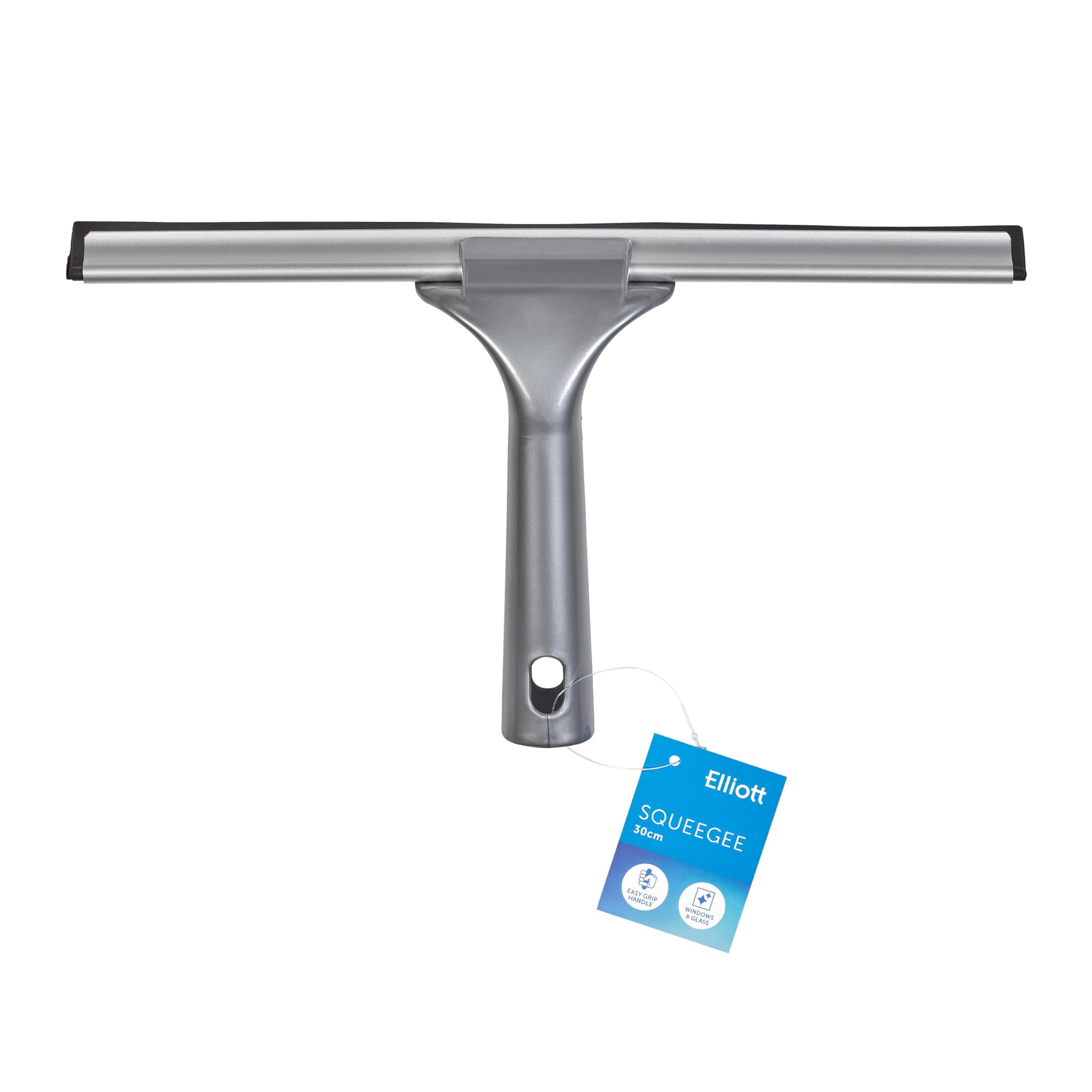 Elliott Multi-Purpose Window Squeegee perfect for streak free cleaning on Windows, shower screens, cars and mirrors, Aluminium frame housing a 30cm rubber squeegee with an ergonomic Grey Handle.