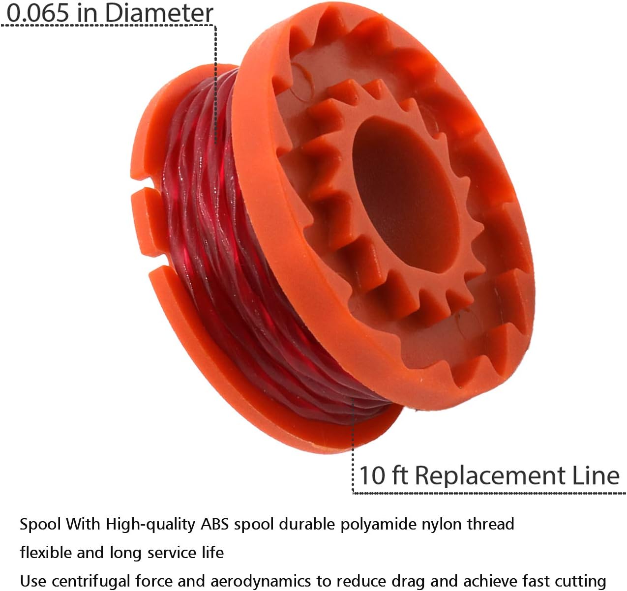 TIOIT Wa0010 Replacement Trimmer Spool line for Worx WG154 WG163 WG180 WG175 WG155 String Trimmer Weed Eater, Weed Wacker Spool Replacement Parts 10ft 0.065 ”Trimmer Line Refills (9 Spool 1 Cap) : Garden & Outdoor