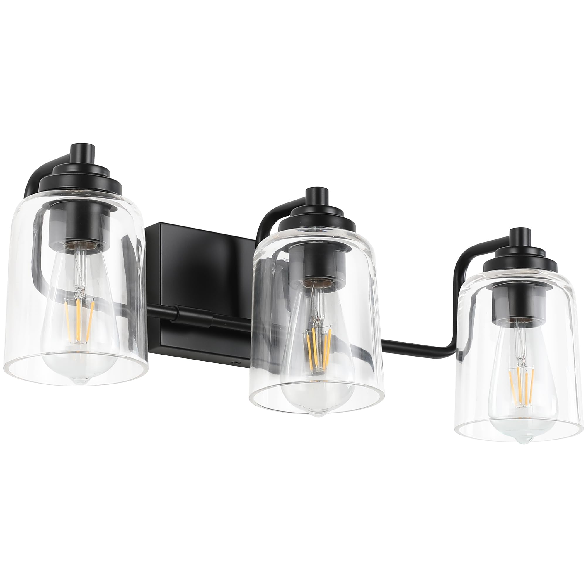 Photo 1 of SOLFART 3 Lights Bathroom Light Fixtures Over Mirror Black Vanity Lights for Bathroom Wall Lights for Bathroom Matte Black Mirror Light