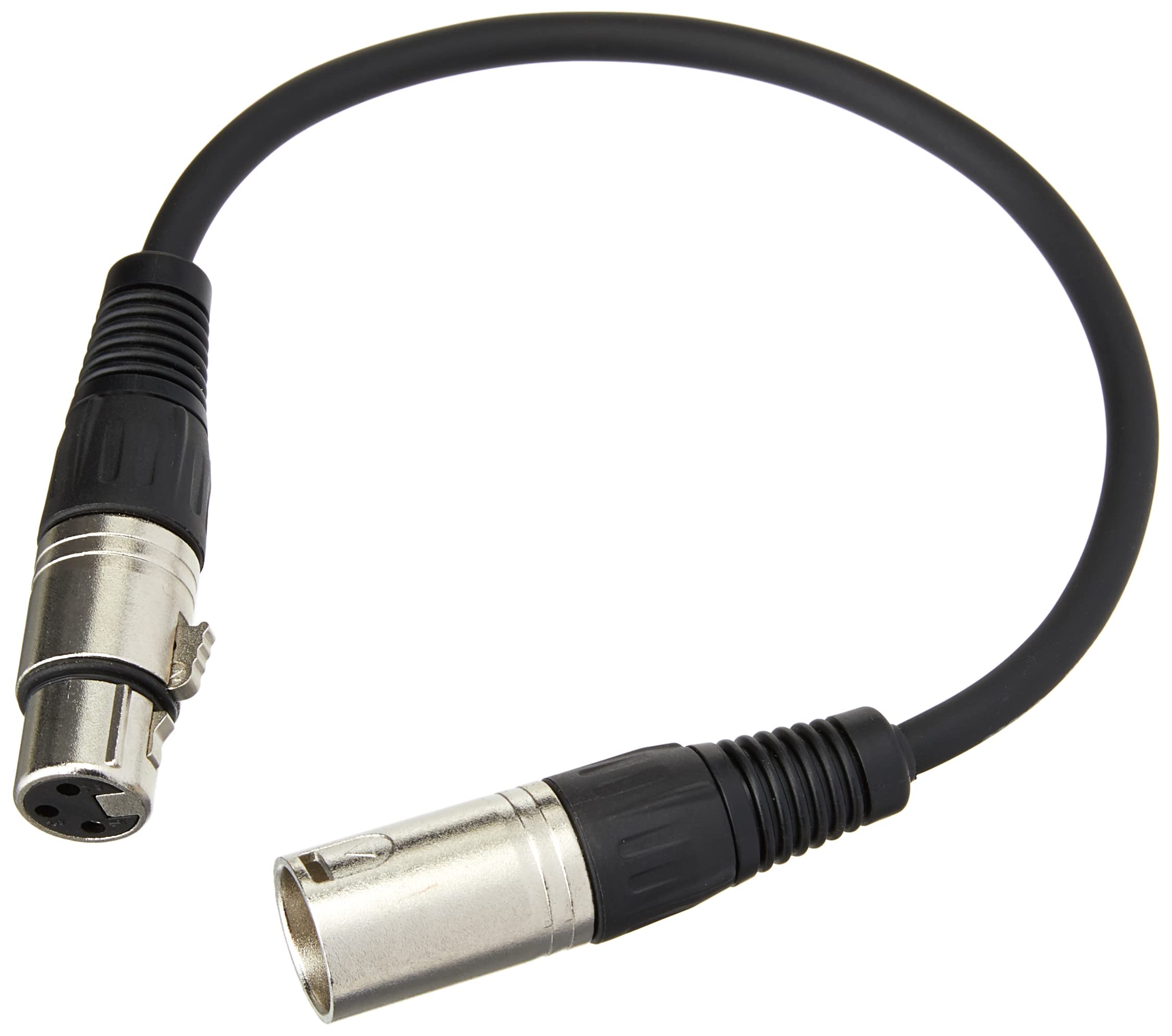 Pulse PLS00293 3 Pin XLR Male to XLR Female Microphone Lead, 0.3m, Nickel