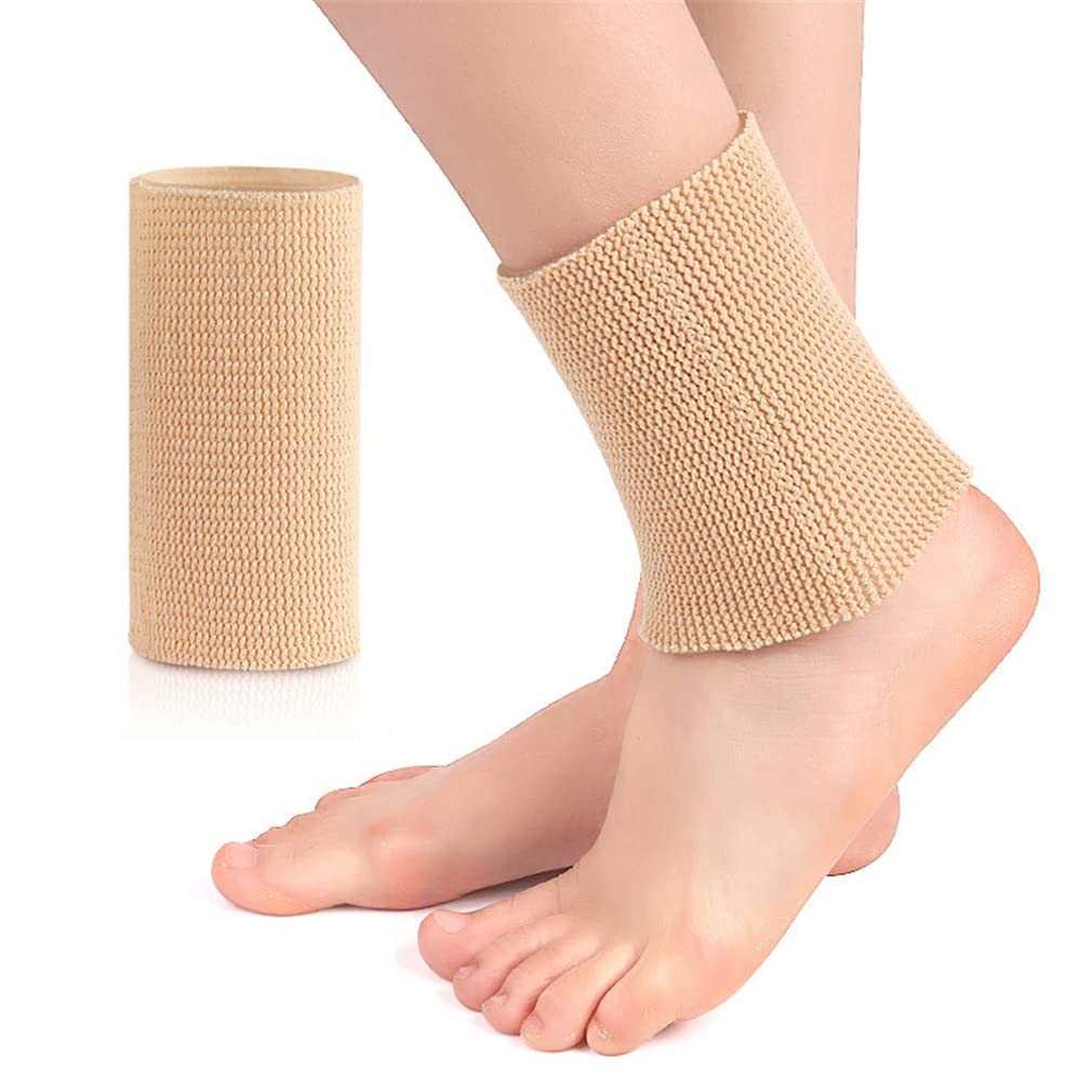 KimDaro Ankle Gel Sleeves - Padded Skate Socks. Ankle, Men Women Ankle Support Compression Sleeve for Basketball Running Sport Injuries Ankle Swelling (1pc) (Beige)