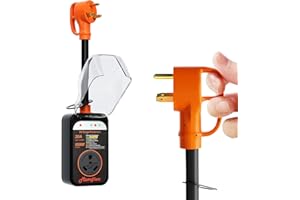 Marsflex Rv Surge Protector, 30amp Rv Circuit Analyzer, 10000 Joules Surge Guard Protection With Waterproof Cover, LED Display, rv Voltage Protector for Camper, Travel Trailers, Motorboat, Color black