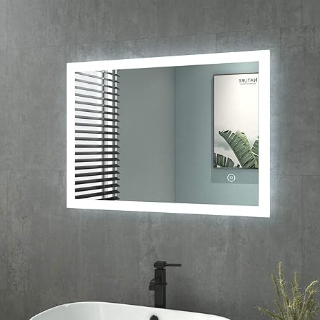 Badspiegel Mit Beleuchtung 50x70cm Badezimmerspiegel Mit Beleuchtung Led Badspiegel Kaltweiss Lichtspiegel Wandspiegel Mit Touchschalter Ip44 Energiesparend Vertikal Horizontal Montage Amazon De Baumarkt