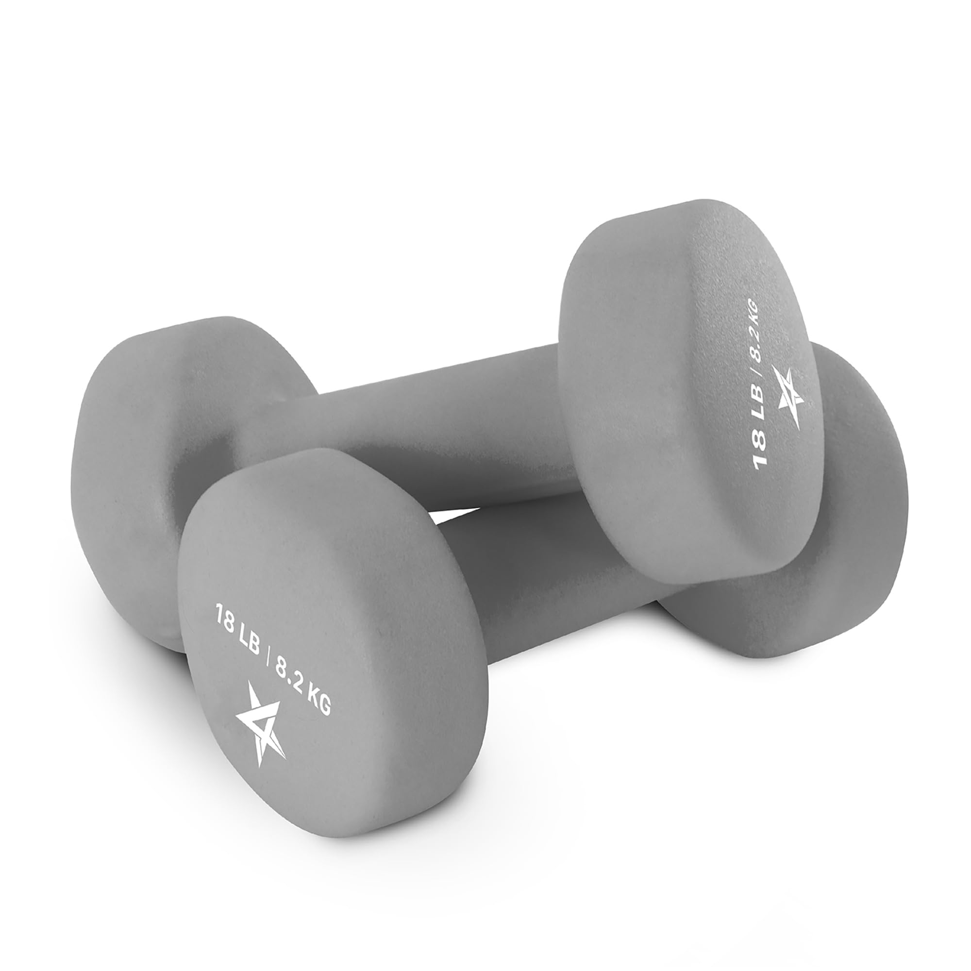 Photo 1 of **BOTH CRACKED**Yes4All Neoprene Coated Dumbbell Hand Weight Sets of 2 - Multiple Weight Options with 15 Colors, Anti-roll, Anti-Slip, Hexagon Shape, Grey, 18 lb Pair