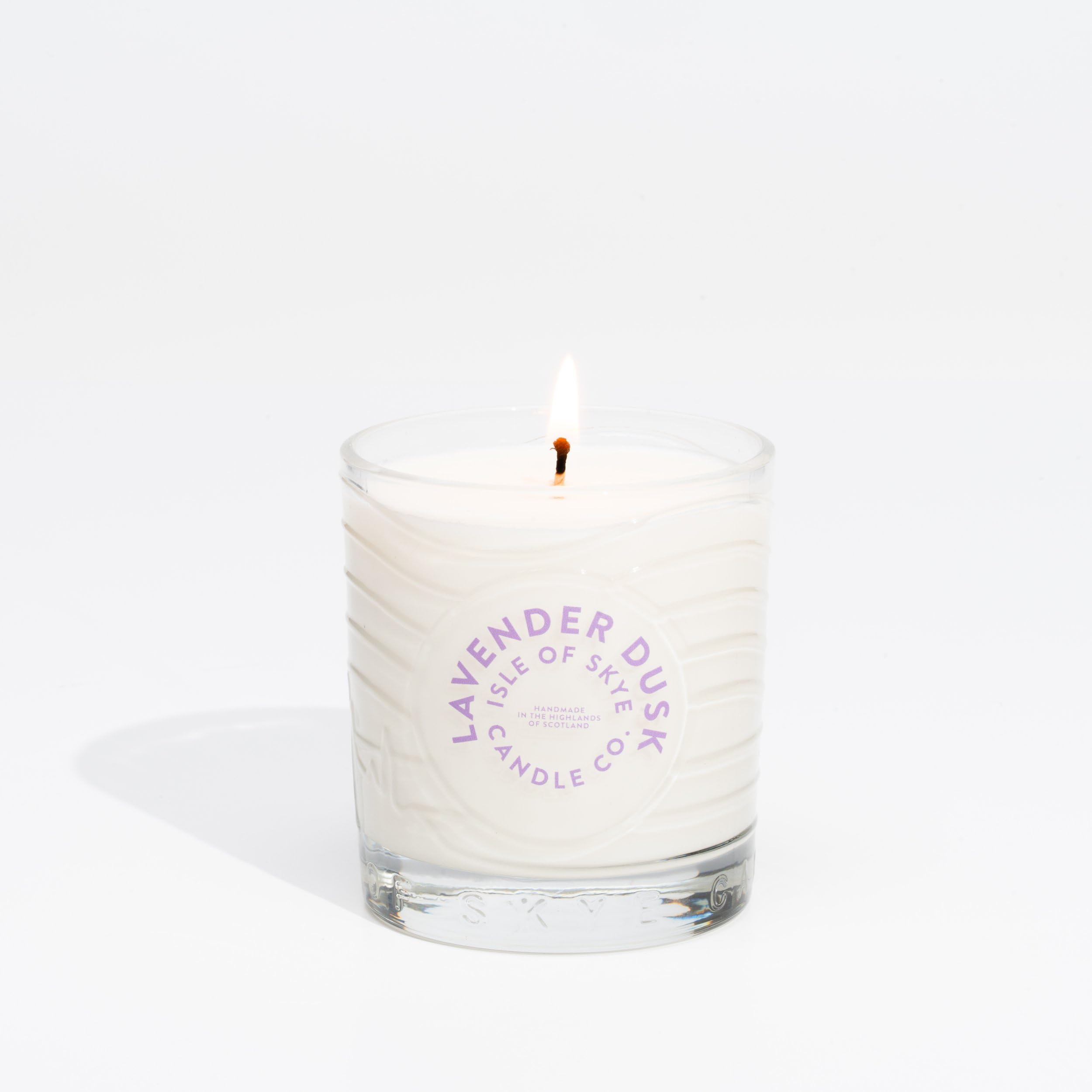 Isle of Skye Candle Company Lavende Dusk Island Tumbler | Natural Soy Wax Candle | Handmade in Scotland | Premium Scented Candle | Bespoke Glass Tumbler | 35+ Hours Burn Time